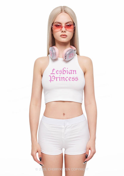 Glitter Lesbian Princess Y2K Crop Tank Top Cherrykitten