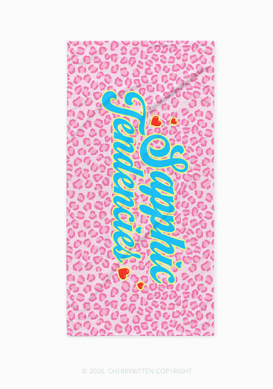 Sapphic Tendencies Pride Y2K Beach Towel Cherrykitten