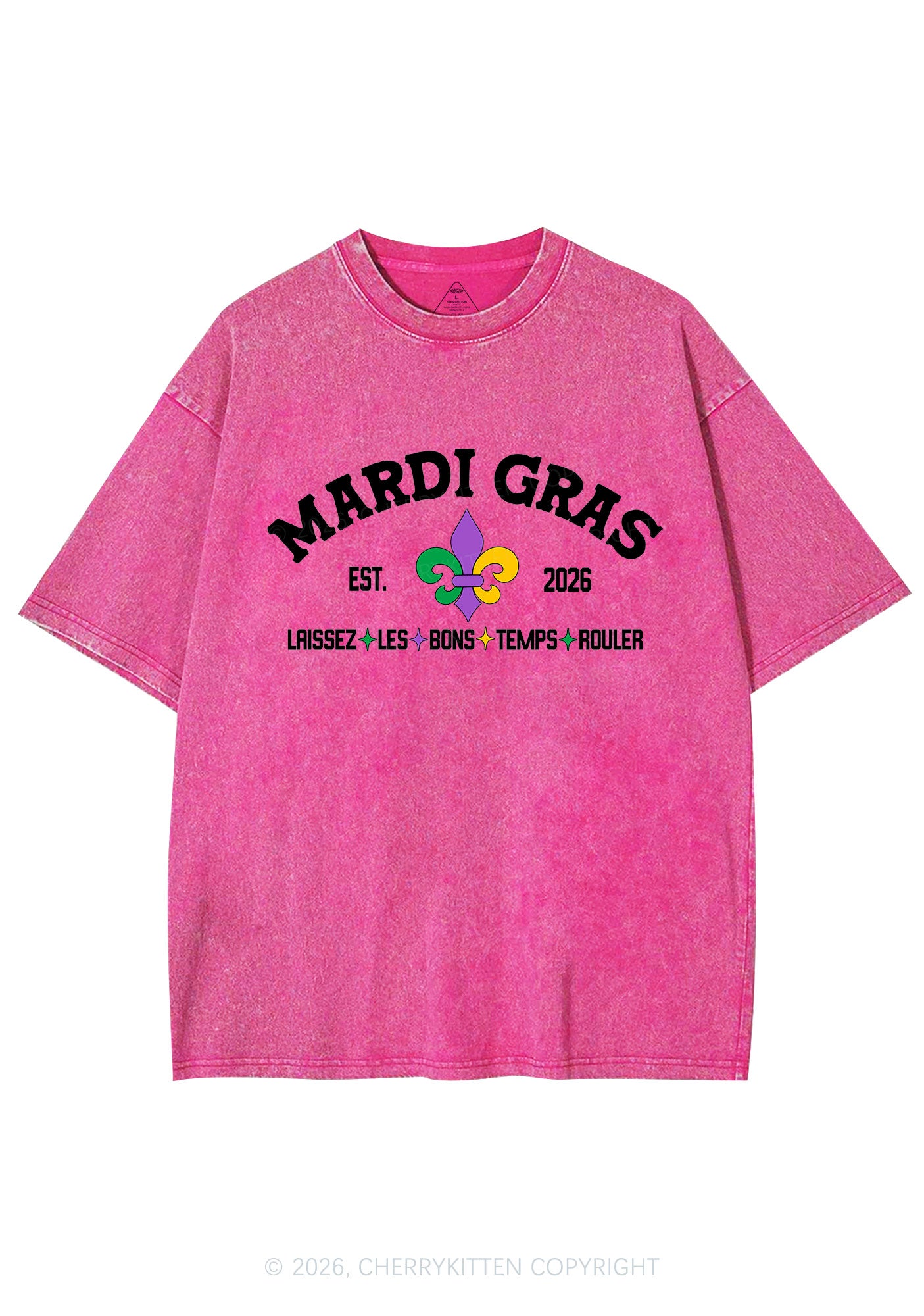 Mardi Gras Laissez Les Bons Temps Rouler Y2K Shirts Washed Tee Cherrykitten