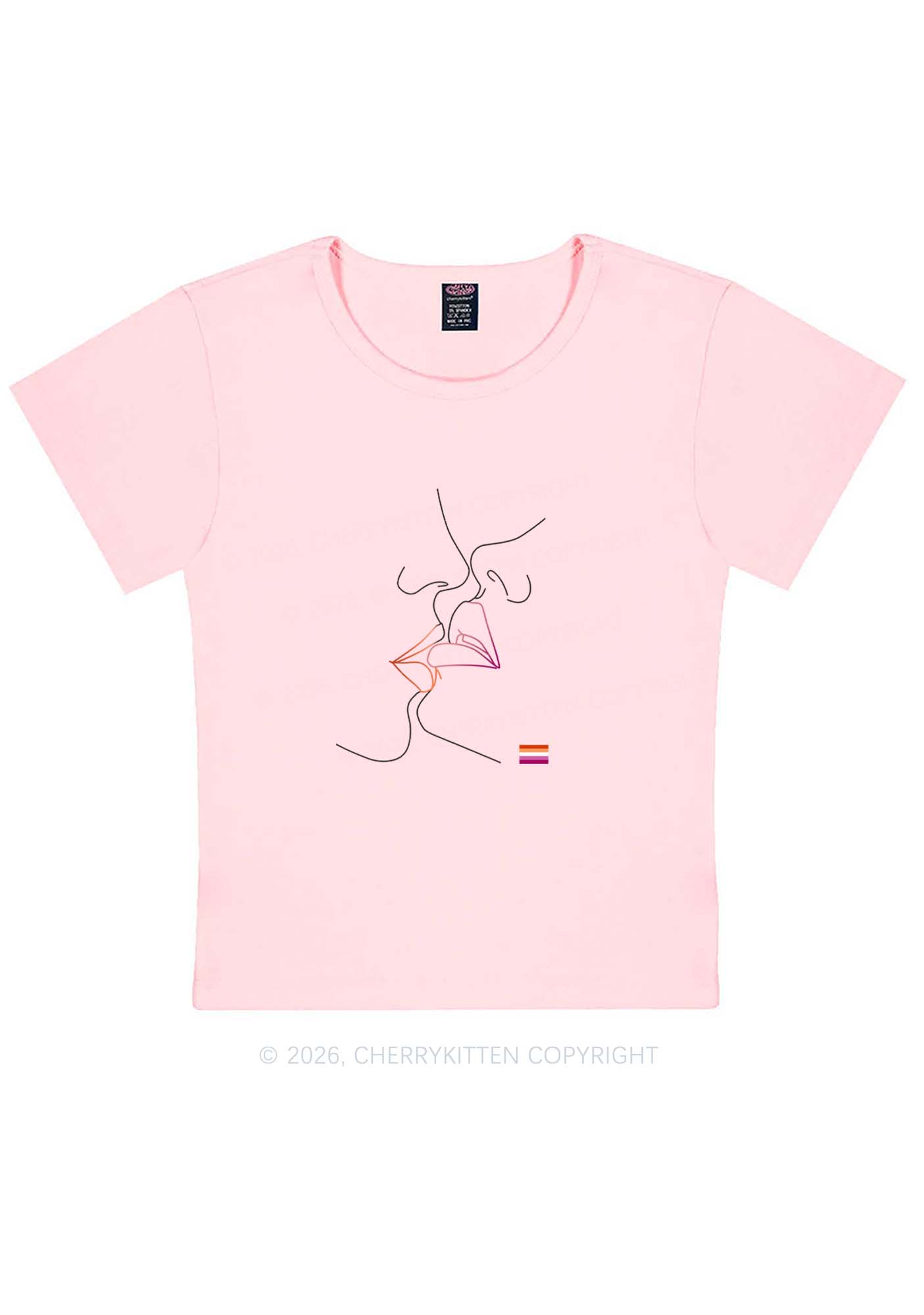 Lesbian Kiss Pride Y2K Baby Tee Cherrykitten