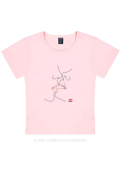Lesbian Kiss Pride Y2K Baby Tee Cherrykitten