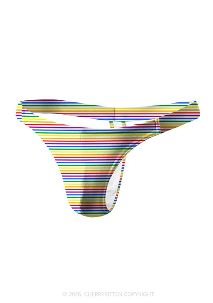 Rainbow Stripes Pride Y2K Print Men Thong Cherrykitten