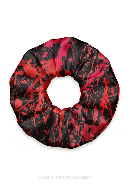 Halloween Red Blood On Black Y2K Hair Scrunchie Cherrykitten