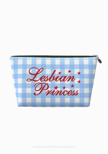 Blue Plaid Lesbian Princess Pride Y2K Makeup Bag Cherrykitten