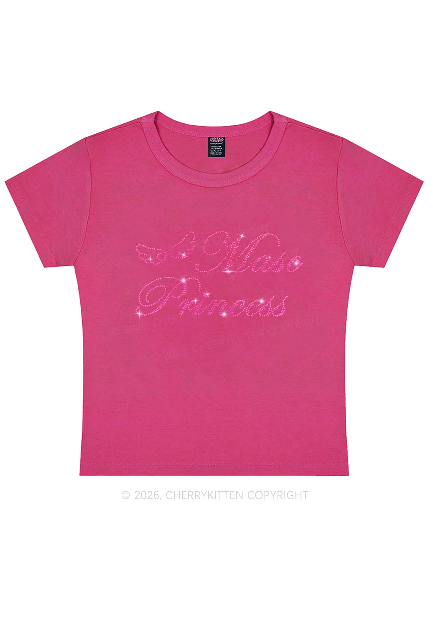 Rhinestone Masc Princess Pride Y2K Baby Tee Cherrykitten