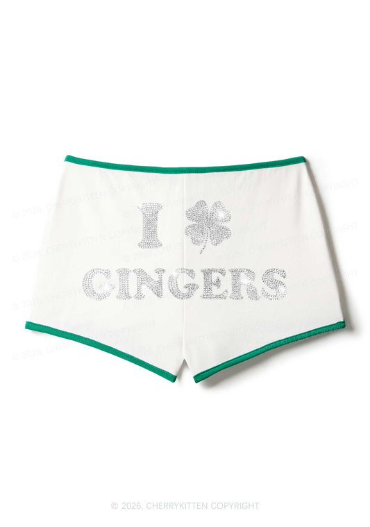 Rhinestone I Love Gingers St Patricks Y2K Booty Shorts Cherrykitten