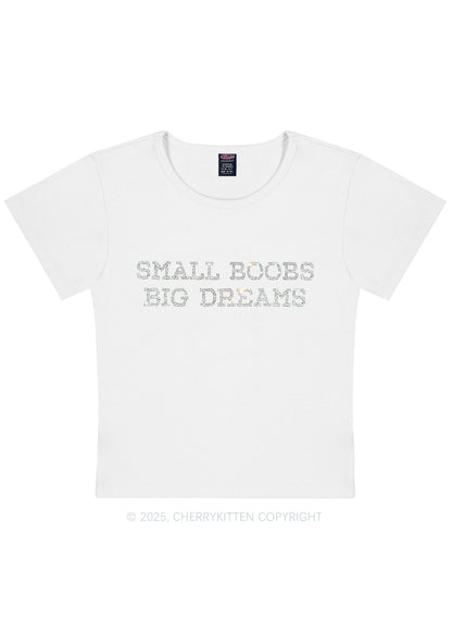 Rhinestone Small But Big Dreams Y2K Baby Tee Cherrykitten