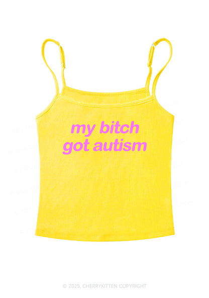 My Bxxch Got Autism Y2K Spaghetti Strap Cami Cherrykitten