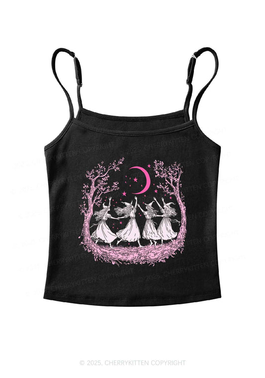 Halloween Witches Dancing Under Moon Y2K Spaghetti Strap Cami Cherrykitten