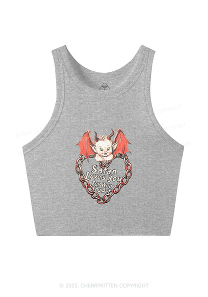 Satan Loves You Y2K Crop Tank Top Cherrykitten