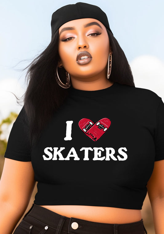 Curvy I Love Skaters Baby Tee