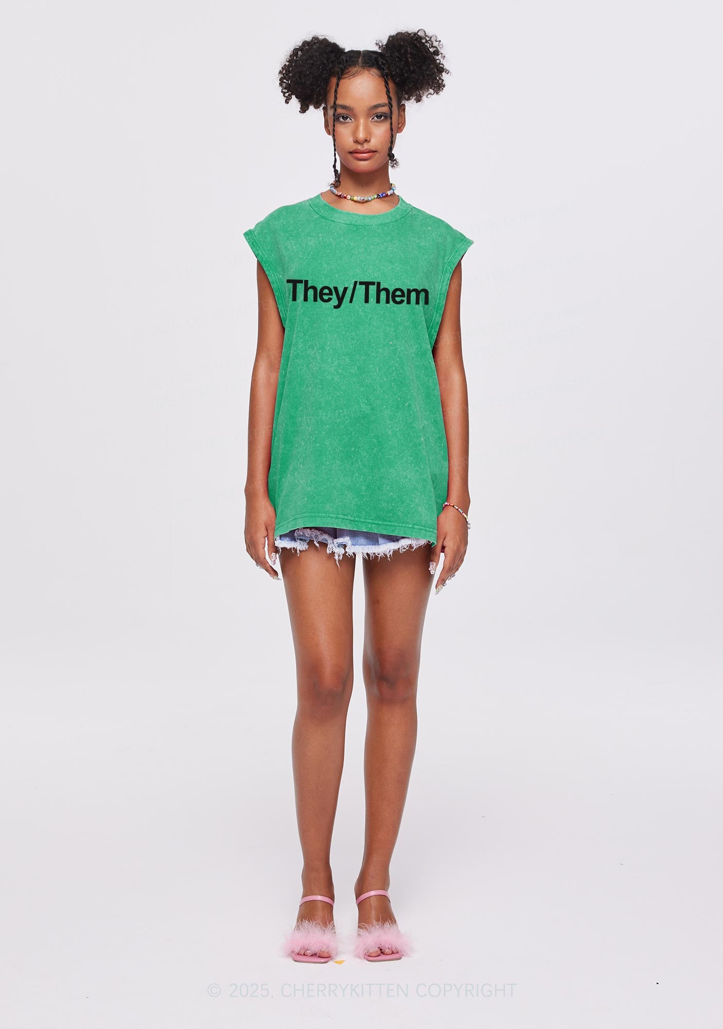 They Or Them Pride Y2K Washed Muscle Tank Cherrykitten