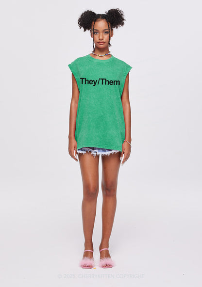 They Or Them Pride Y2K Washed Muscle Tank Cherrykitten
