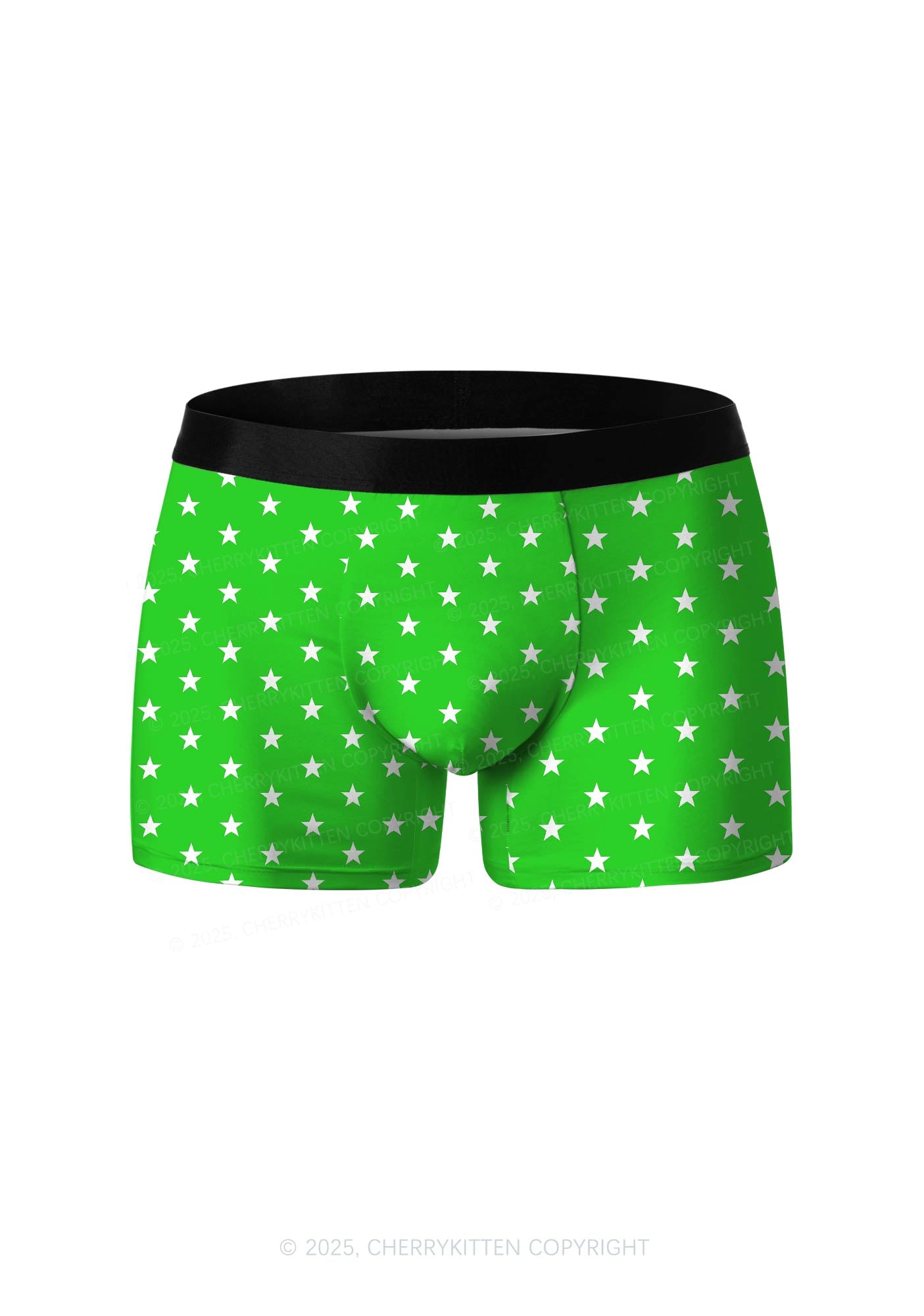 Green Star Y2K Print Men Boxer Briefs Cherrykitten