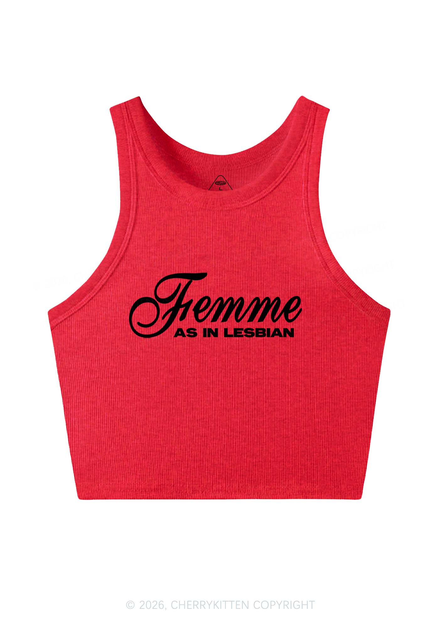 Femme As In Lesbian Pride Y2K Crop Tank Top Cherrykitten