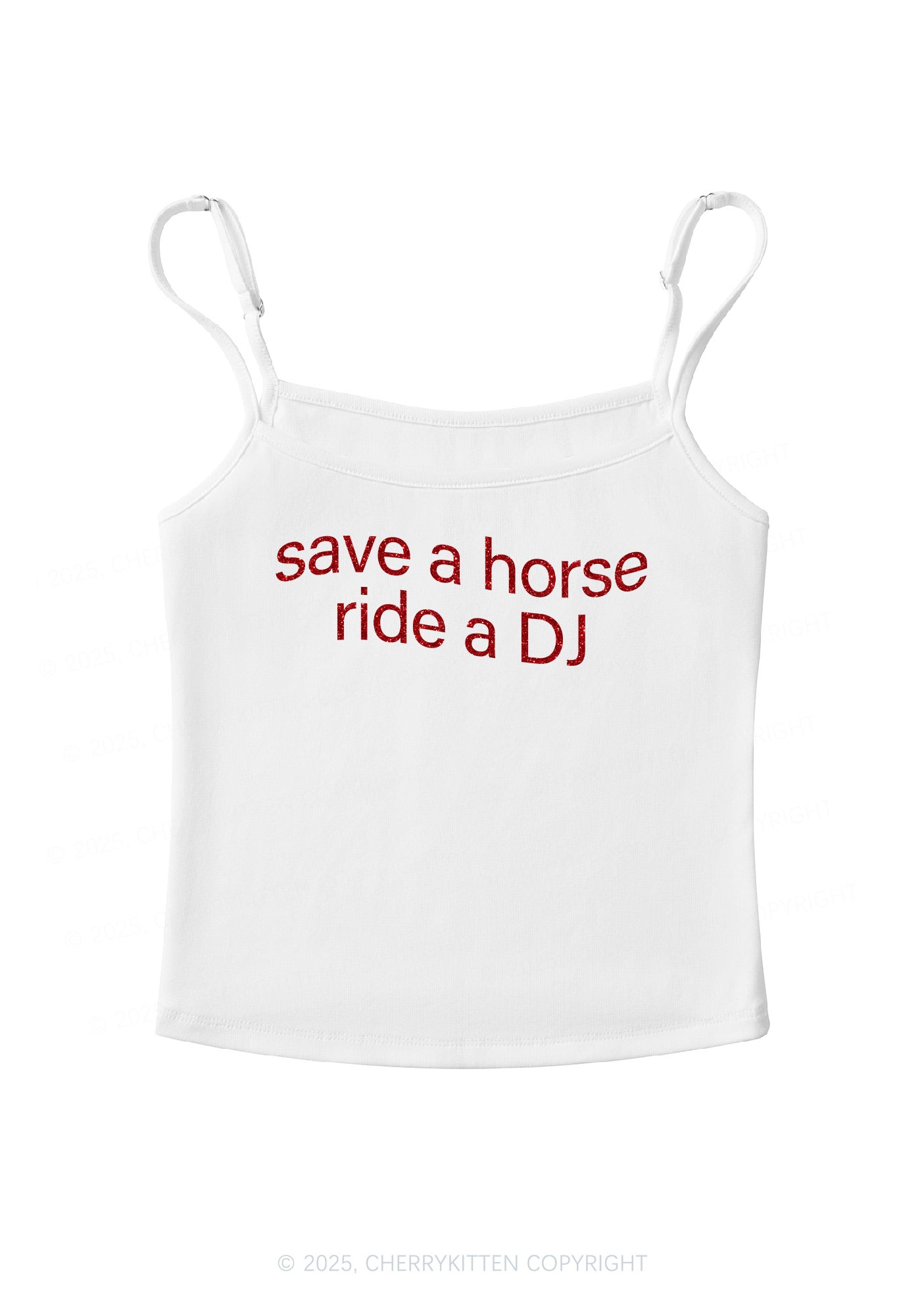 Glitter Ride A DJ Y2K Spaghetti Strap Cami Cherrykitten