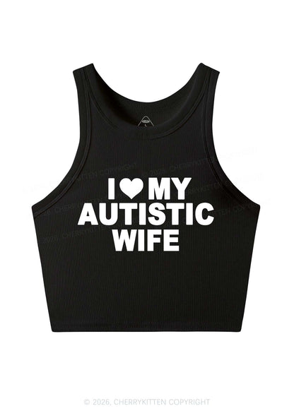 I Love My Autistic Wife Y2K Crop Tank Top Cherrykitten