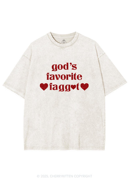 Glitter Gods Favorite Faggot Pride Y2K Shirts Washed Tee Cherrykitten