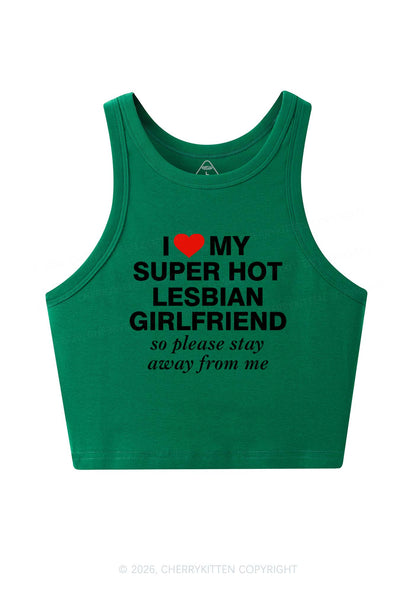 I Love My Super Hot Lesbian GF Pride Y2K Crop Tank Top Cherrykitten