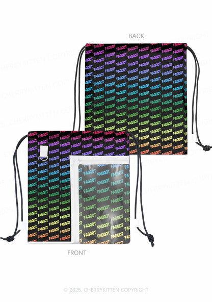 Neon Rainbow Faggot Pride Y2K Drawstring Itabag Backpack Cherrykitten