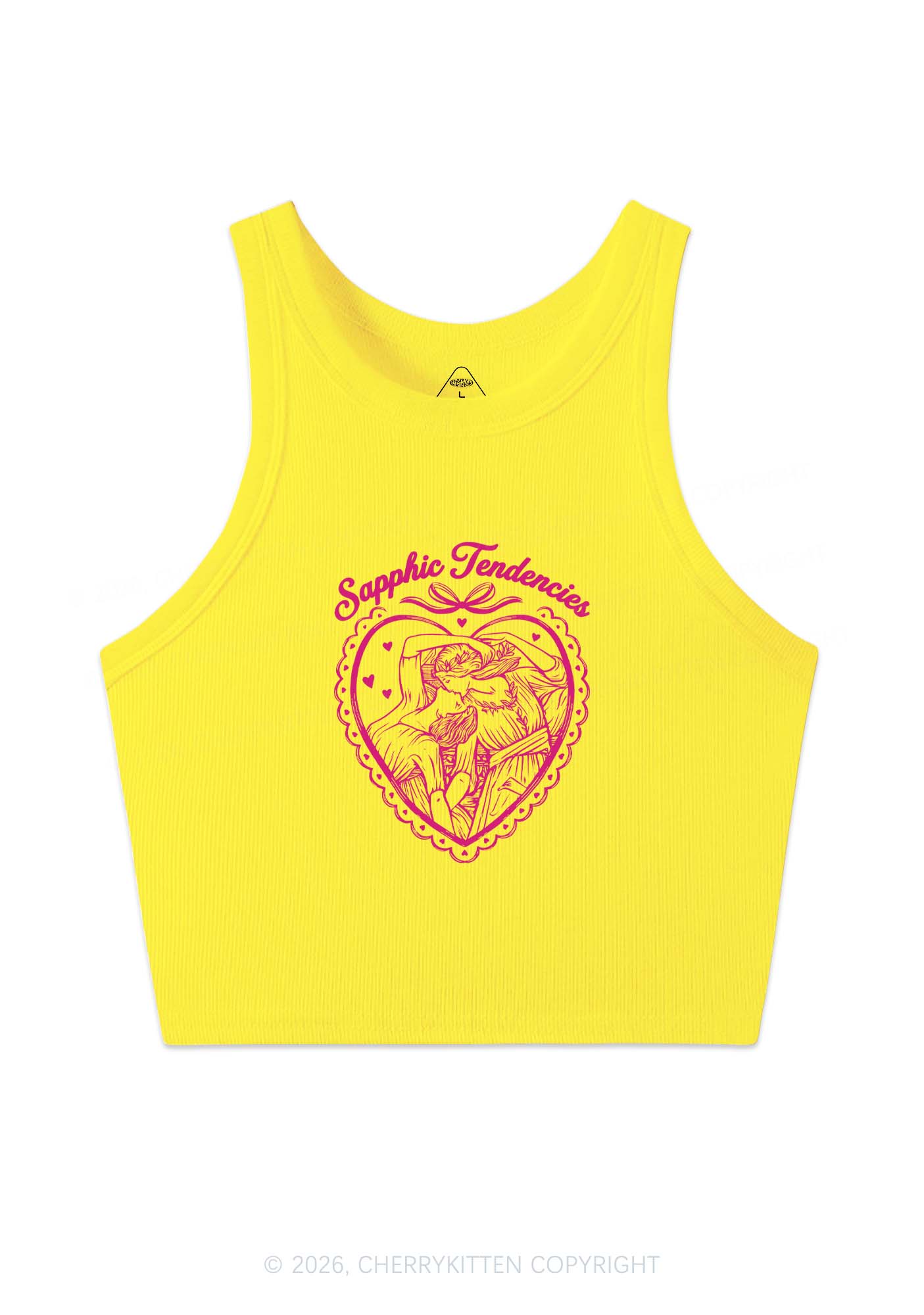 Sapphic Tendencies Art Pride Y2K Crop Tank Top Cherrykitten