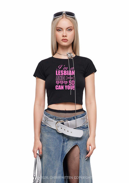 Im A Lesbian And So Can You Pride Y2K Baby Tee Cherrykitten