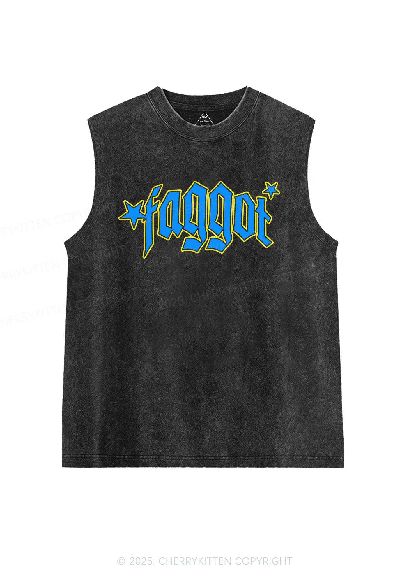 Faggot Stars Pride Y2K Washed Muscle Tank Cherrykitten
