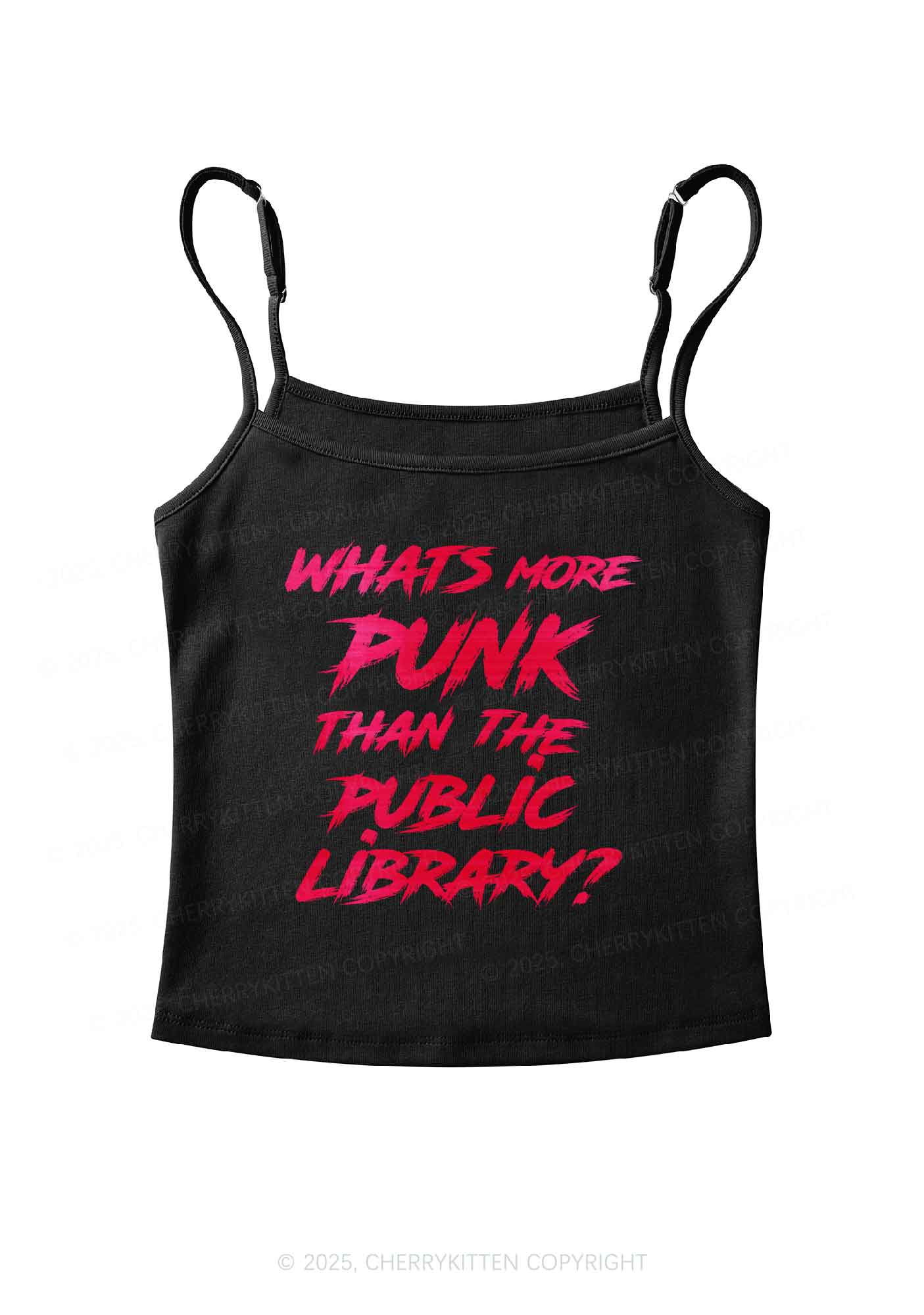Punk Than Public Library Y2K Spaghetti Strap Cami Cherrykitten