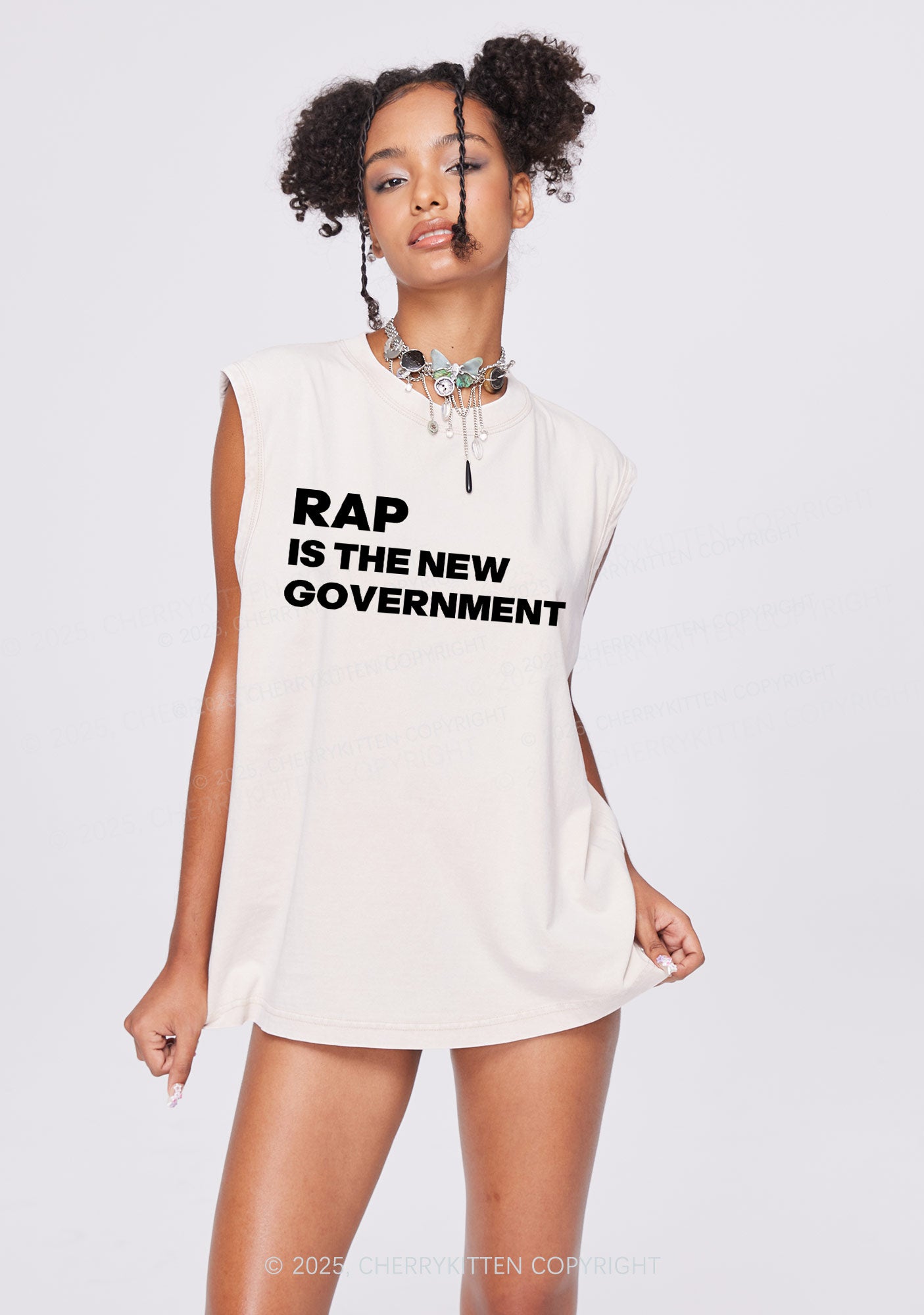 Rap Government Y2K Washed Muscle Tank Cherrykitten