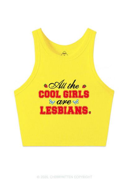 Cool Girls Are Lesbians Pride Y2K Crop Tank Top Cherrykitten