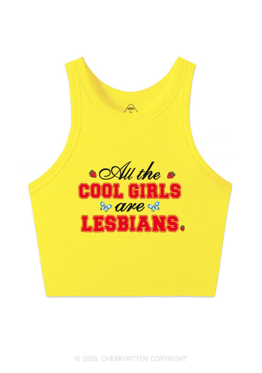 Cool Girls Are Lesbians Pride Y2K Crop Tank Top Cherrykitten