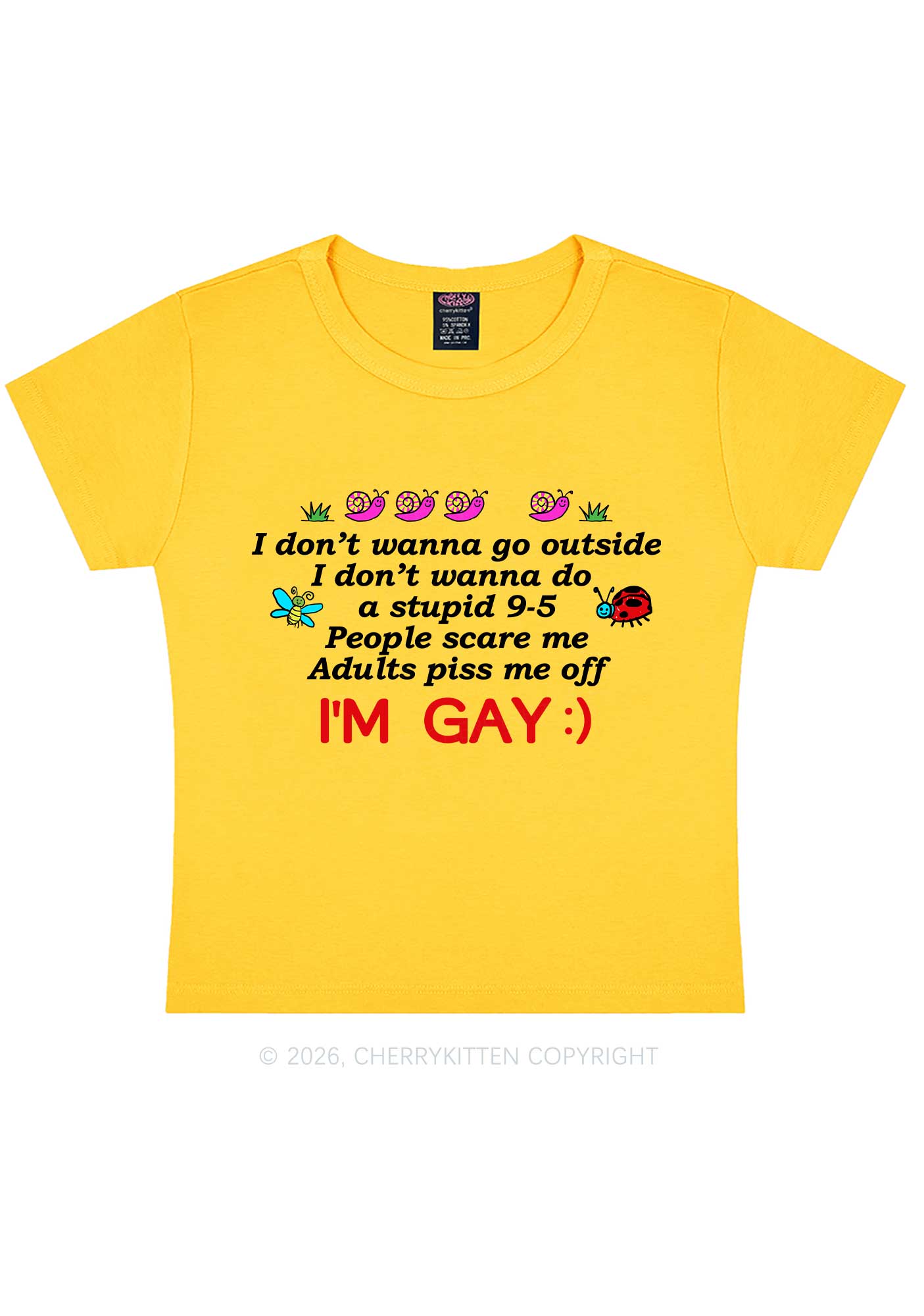 People Scare Me Im Gay Pride Y2K Baby Tee Cherrykitten