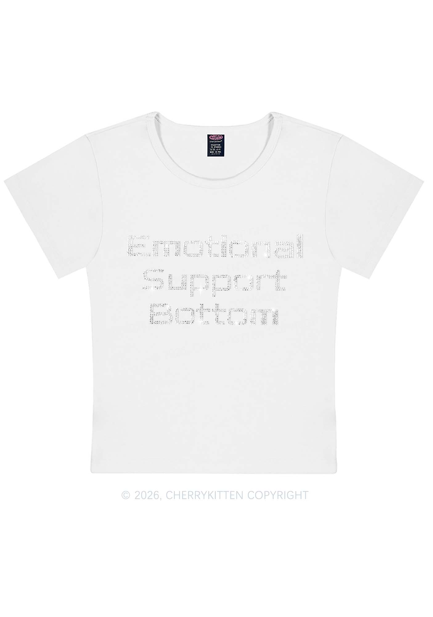 Rhinestone Emotional Support Bottom Pride Y2K Baby Tee Cherrykitten