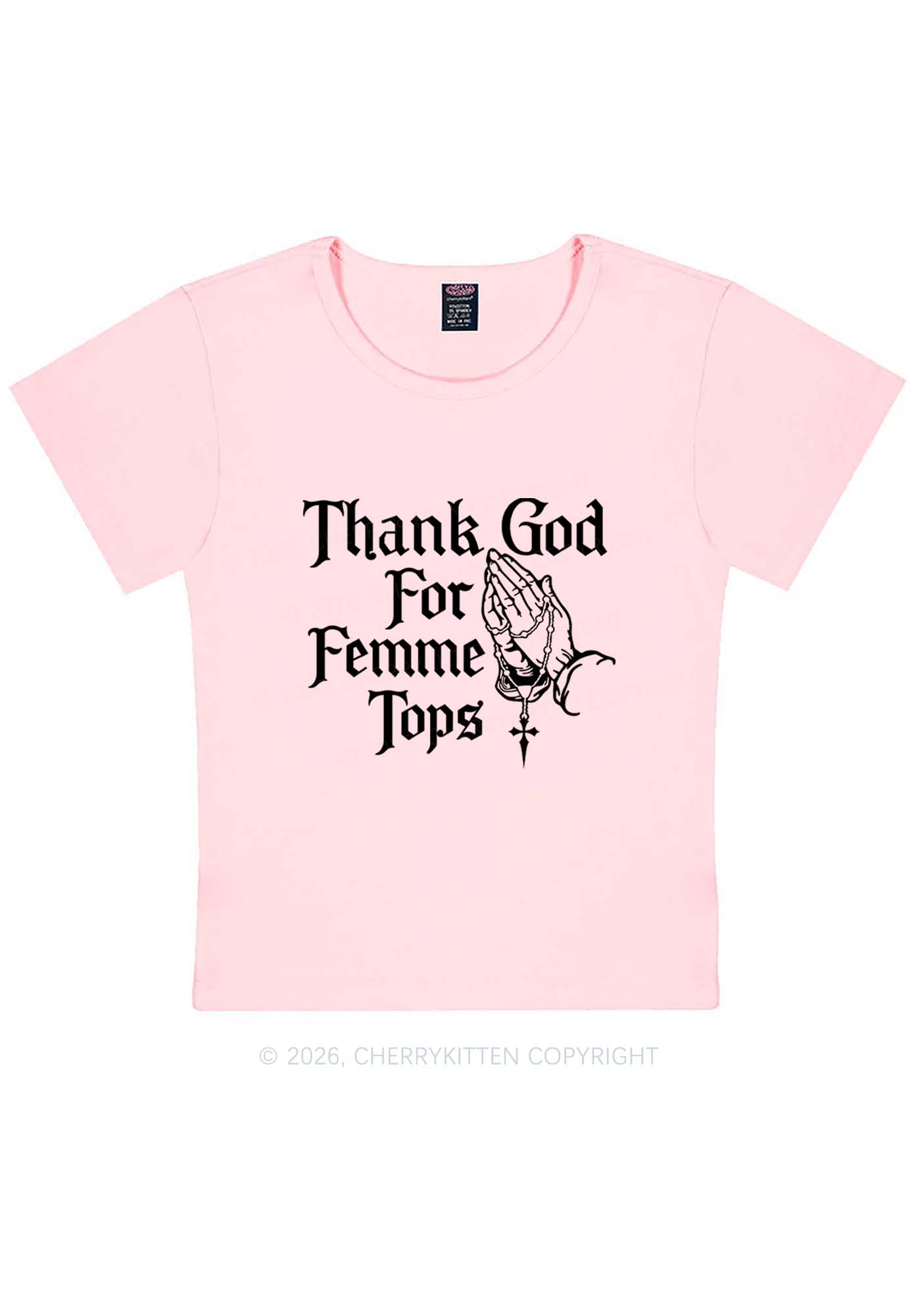 Thank God For Femme Tops Pride Y2K Baby Tee Cherrykitten