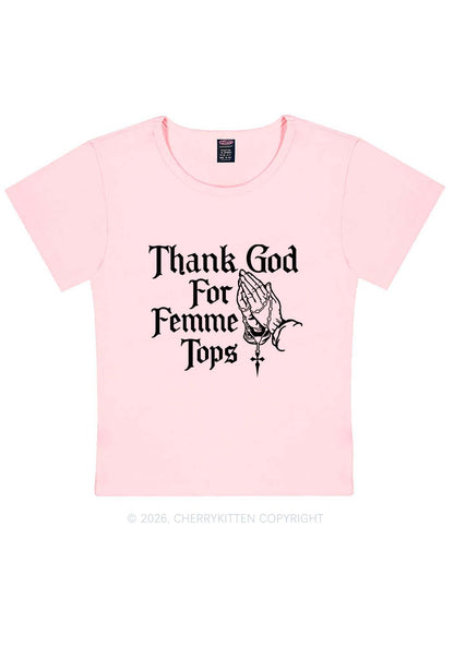 Thank God For Femme Tops Pride Y2K Baby Tee Cherrykitten