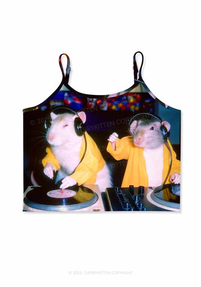 DJ Rats Y2K Print Cami Crop Top Cherrykitten