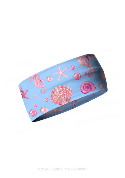 Pink Seashell Starfish Y2K Print Headband Cherrykitten