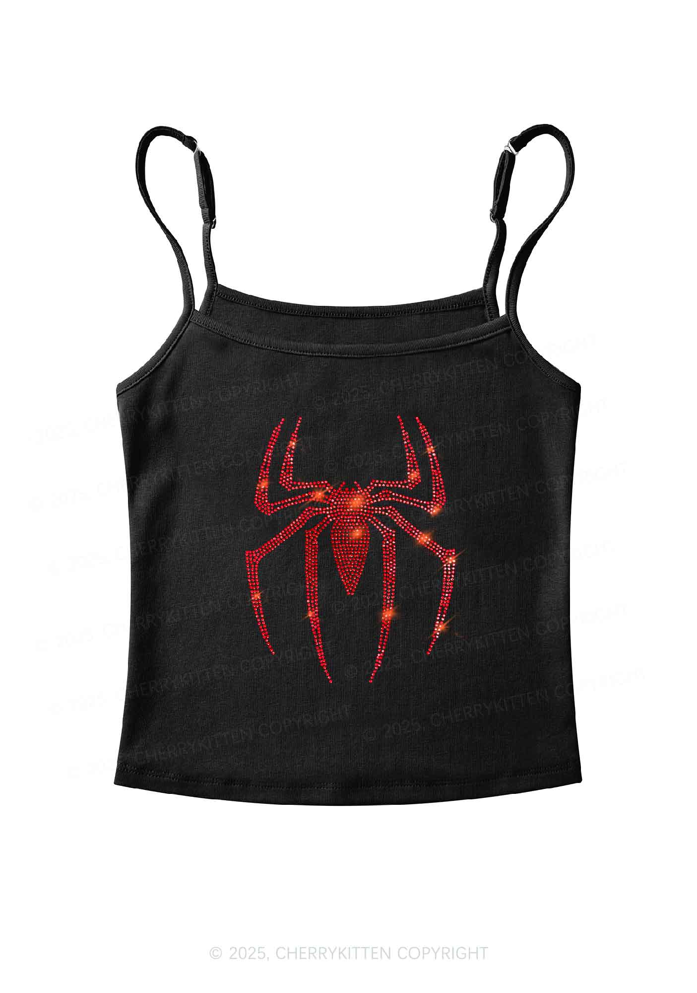 Rhinestone Red Spider Y2K Spaghetti Strap Cami Cherrykitten