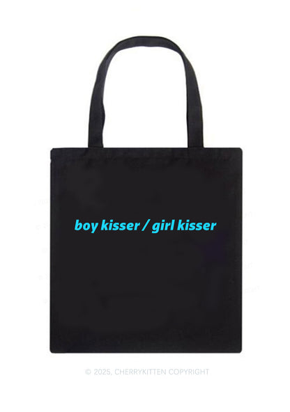 Boy Kisser Girl Kisser Pride Y2K Canvas Tote Bag Cherrykitten