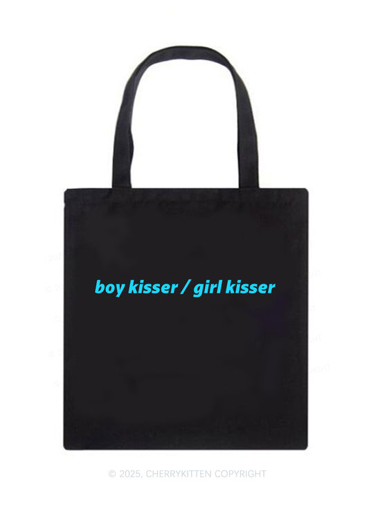 Boy Kisser Girl Kisser Pride Y2K Canvas Tote Bag Cherrykitten