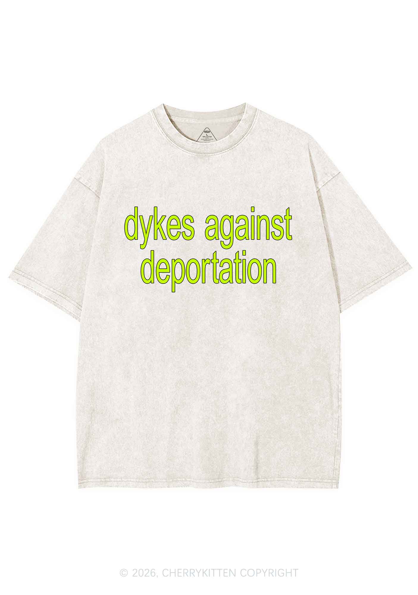 Dykes Against Deportation Pride Y2K Shirts Washed Tee Cherrykitten