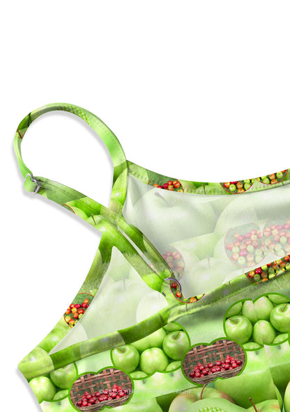 Green Apple Y2K Print Slip Dress Cherrykitten