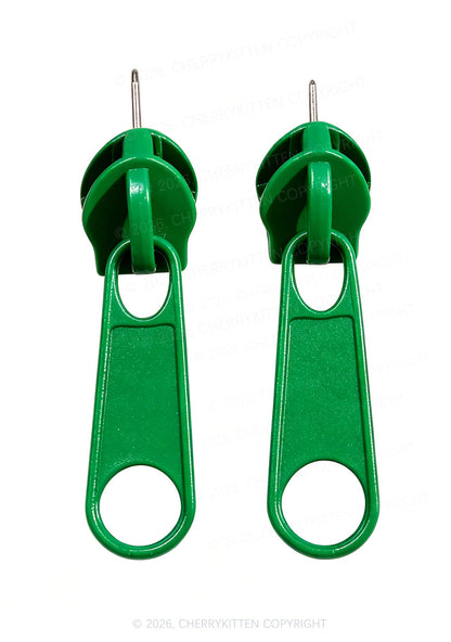 Metal Zipper Y2K Earrings Cherrykitten