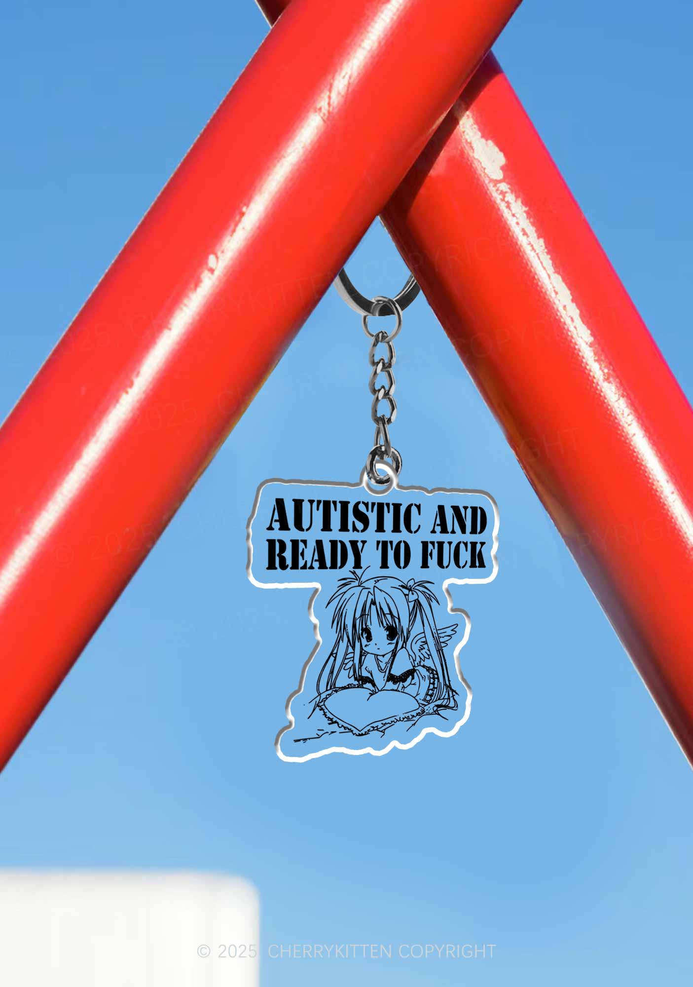 Autistic Ready To Fxxk 1Pc Y2K Keychain Cherrykitten