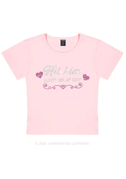 Rhinestone Hit Him Y2K Baby Tee Cherrykitten