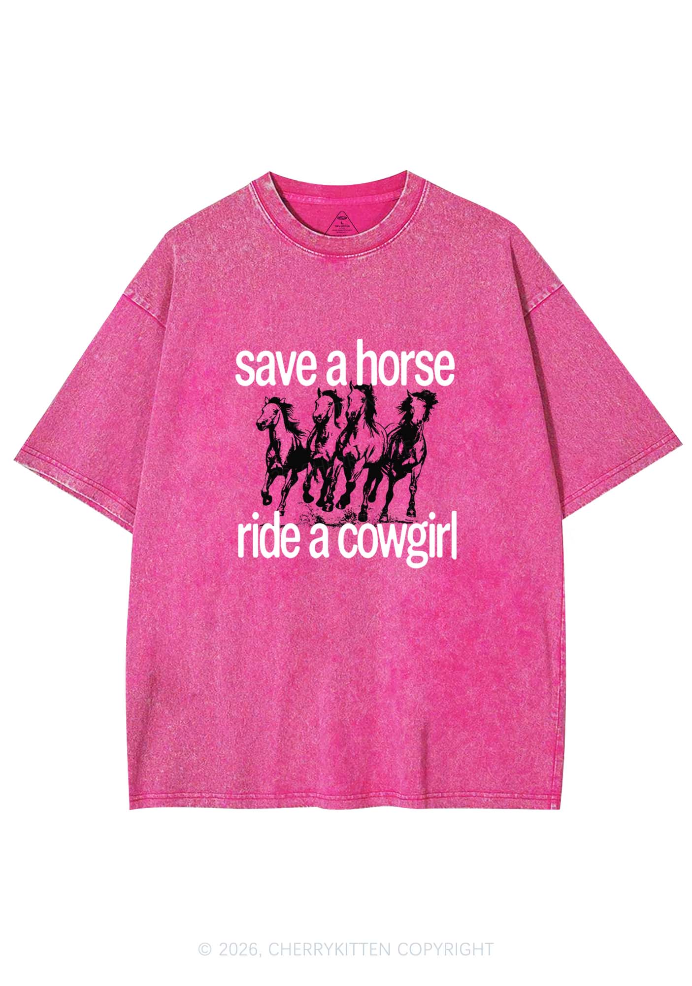 Four Horses Cowgirl Pride Y2K Shirts Washed Tee Cherrykitten