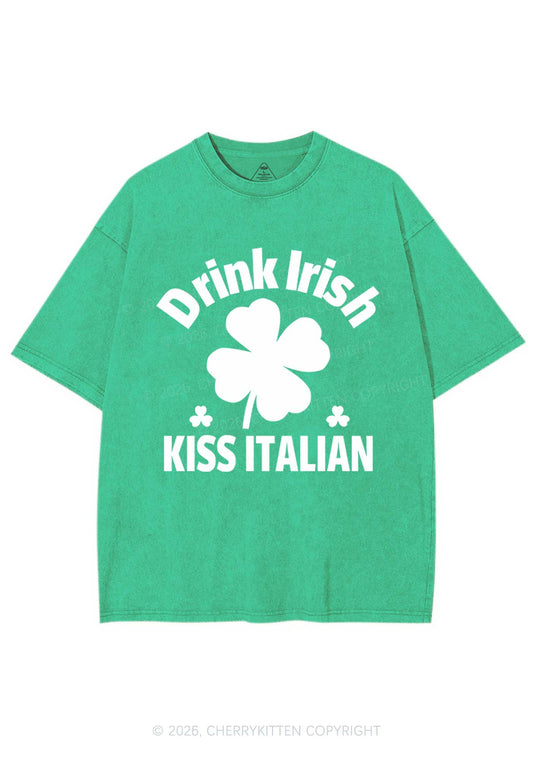 Drink Irish Kiss Italian St Patricks Y2K Washed Tee Cherrykitten