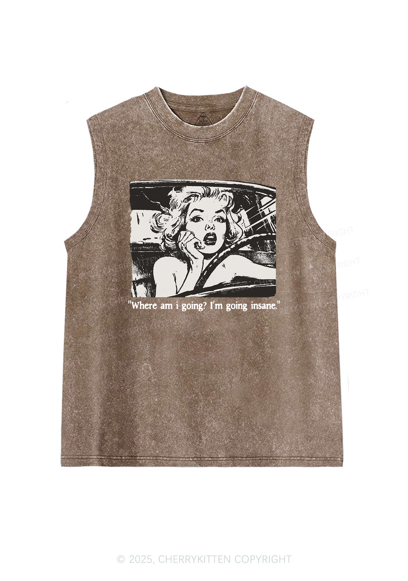 Woman Going Insane Y2K Washed Muscle Tank Cherrykitten