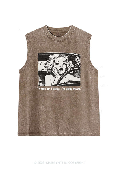 Woman Going Insane Y2K Washed Muscle Tank Cherrykitten