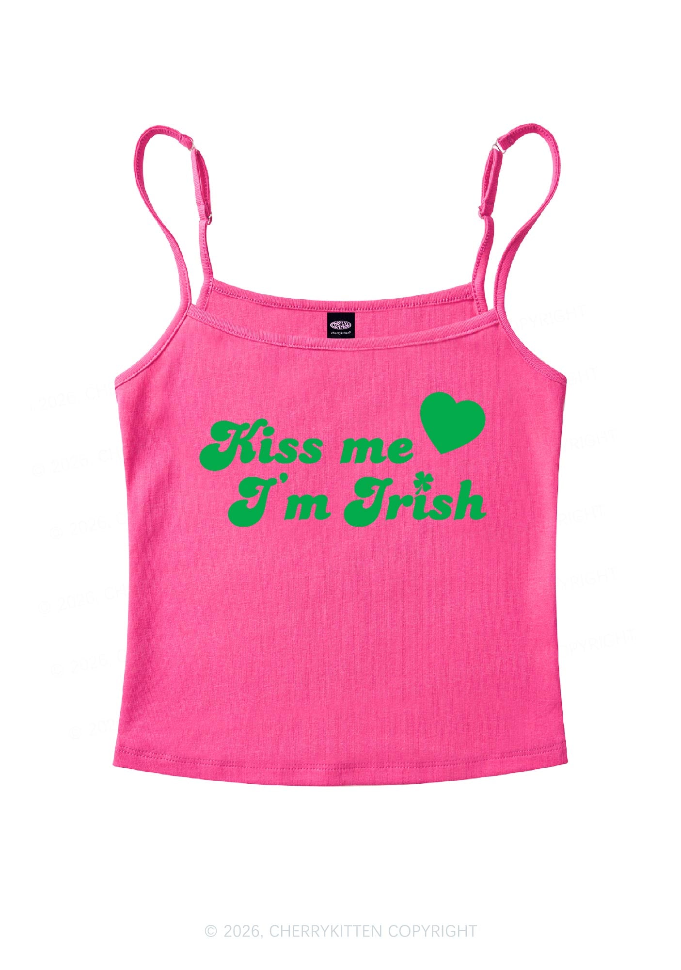 Kiss Me Im Irish St Patricks Y2K Spaghetti Strap Cami Cherrykitten